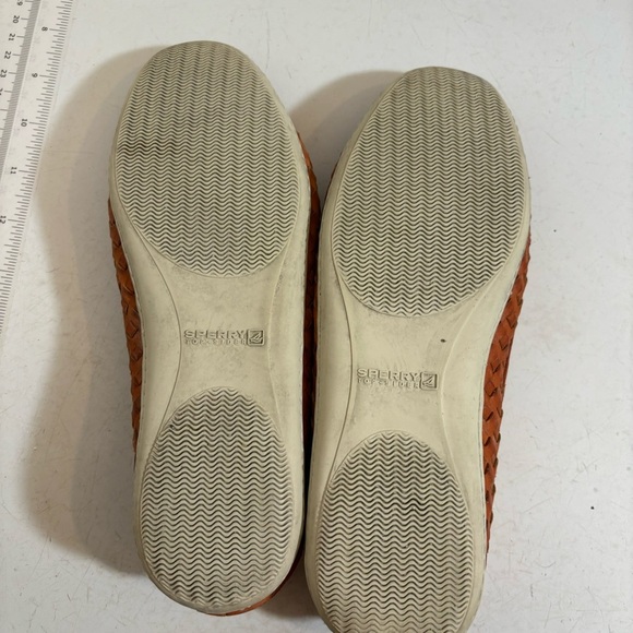 Sperry women’s papaya orange leather slip on‎ loafer woven boat shoe in size 6 - Picture 8 of 12